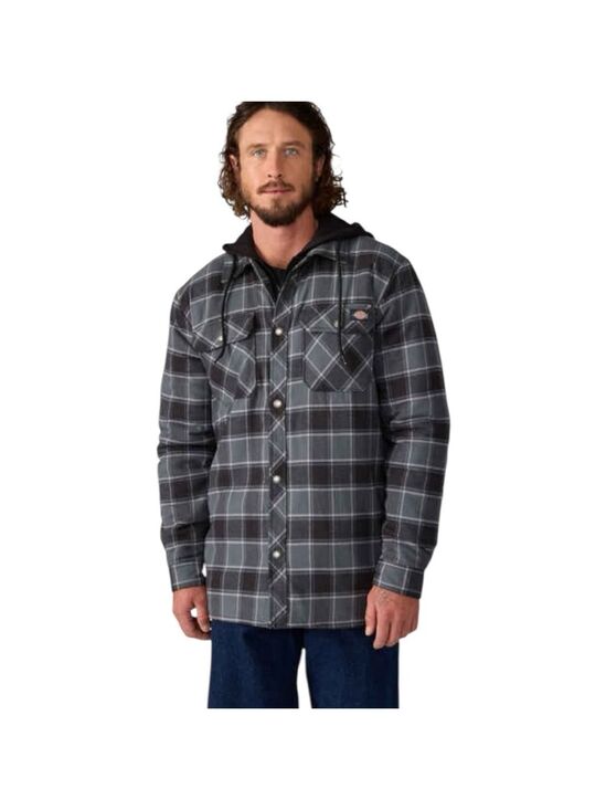 Dickies Other - Dickies 2XL (50/52) Charcoal Plaid Hooded Shirt Jacket